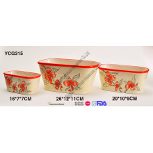 Cerâmica pintados à mão Flower Pots conjunto de 3
